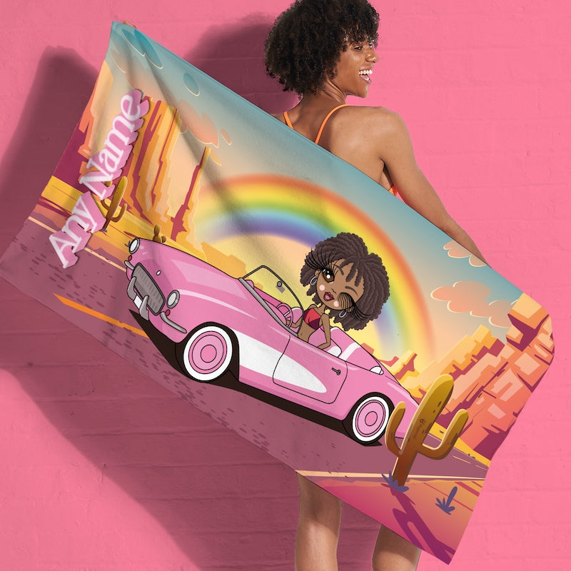 ClaireaBella Personalised Pink Car Beach Towel - Image 3