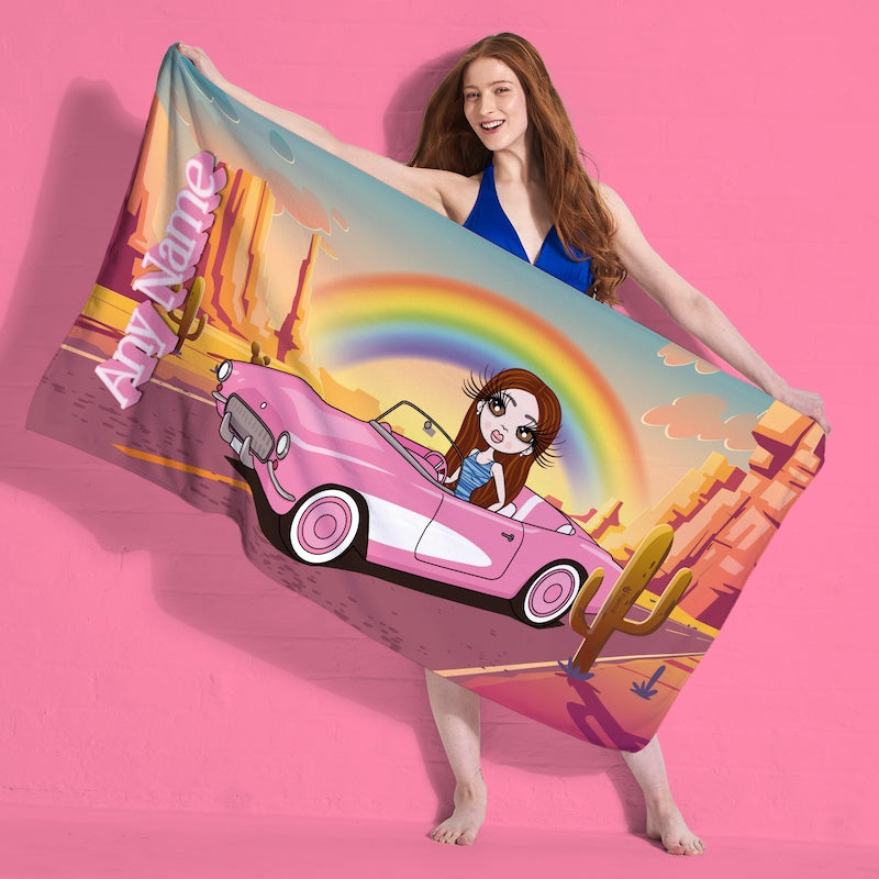ClaireaBella Personalised Pink Car Beach Towel - Image 1