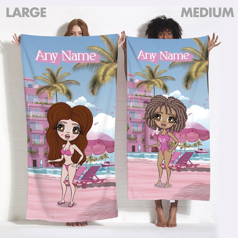ClaireaBella Personalised Pink Seaside Beach Towel - Image 6