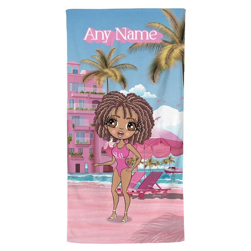 ClaireaBella Personalised Pink Seaside Beach Towel - Image 4
