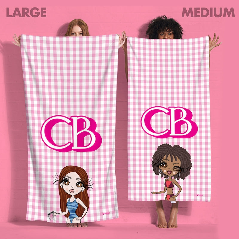 ClaireaBella Personalised Pink Tartan Beach Towel - Image 5
