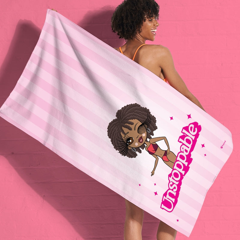 ClaireaBella Personalised Pink Slogan Beach Towel - Image 1