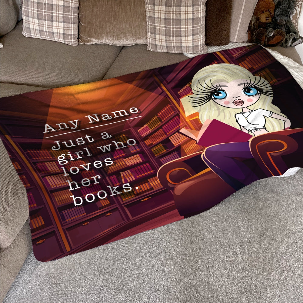 ClaireaBella Personalised A Girl Who Loves Her Books Fleece Blanket - Image 7