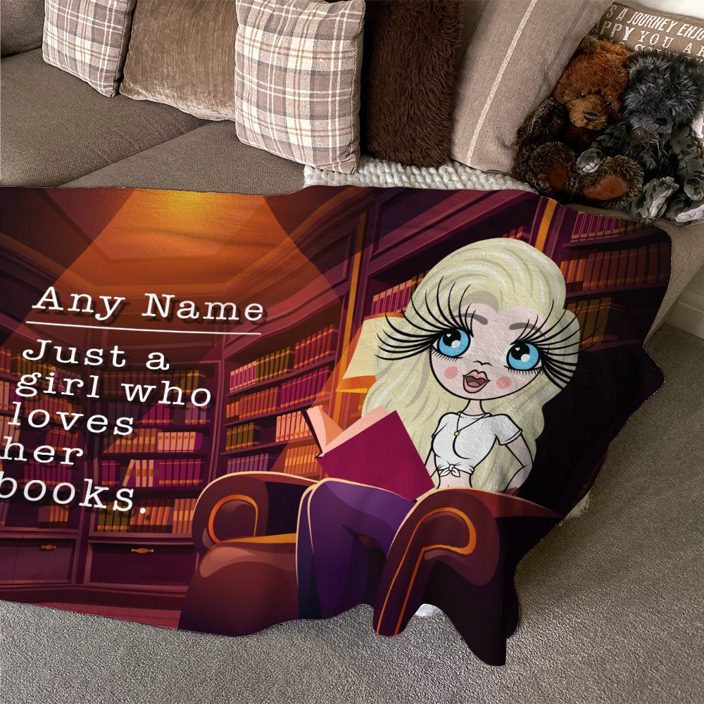 ClaireaBella Personalised A Girl Who Loves Her Books Fleece Blanket - Image 6