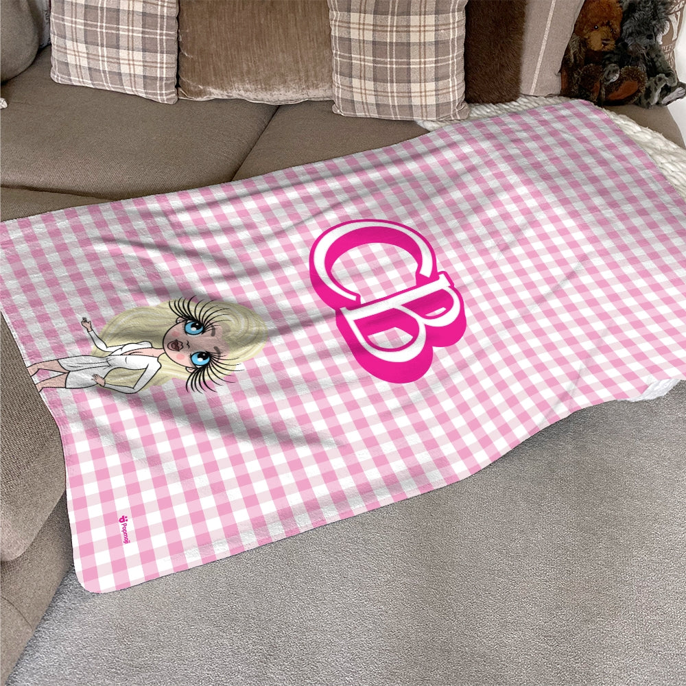 ClaireaBella Personalised Pink Tartan Fleece Blanket - Image 1