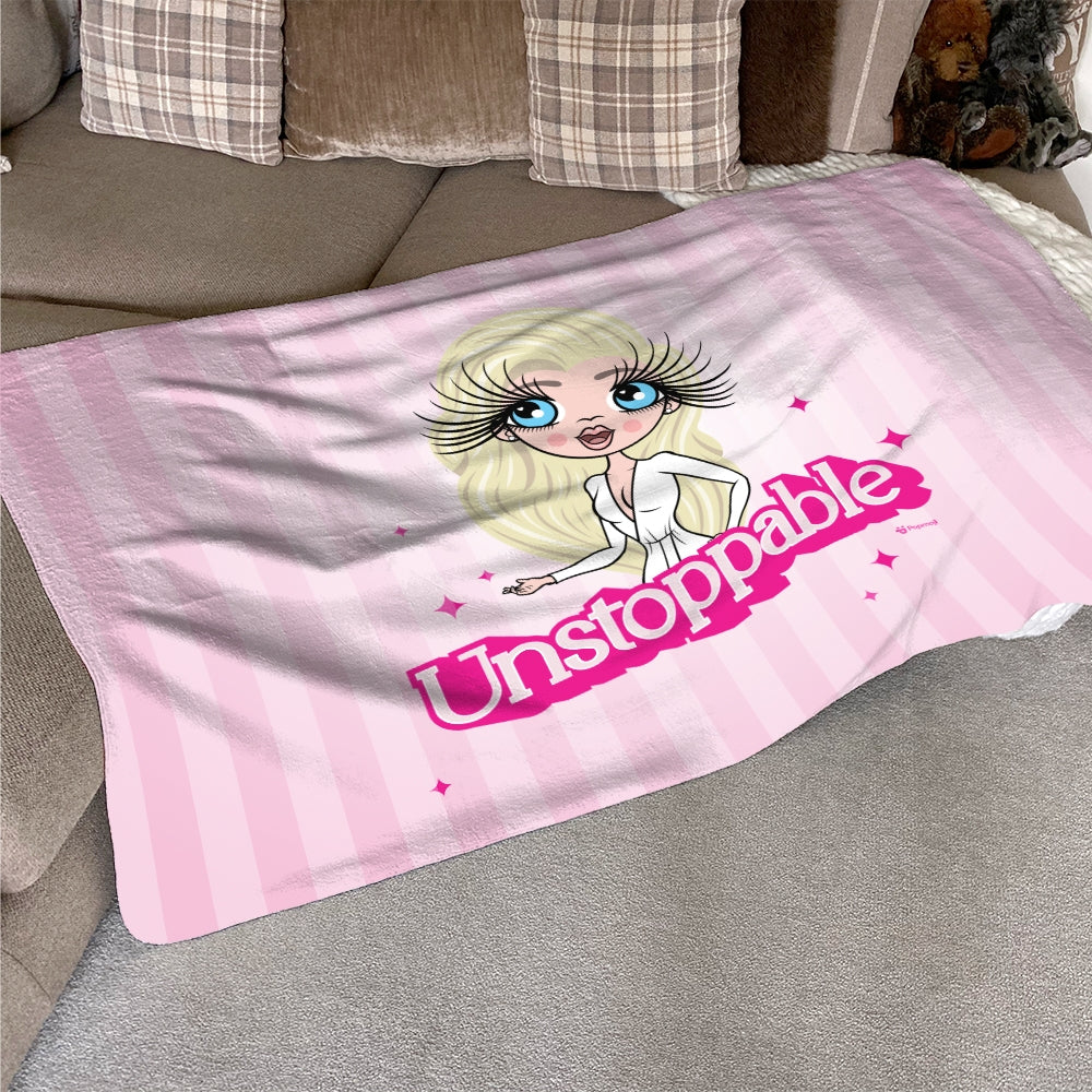 ClaireaBella Personalised Pink Slogan Fleece Blanket - Image 1