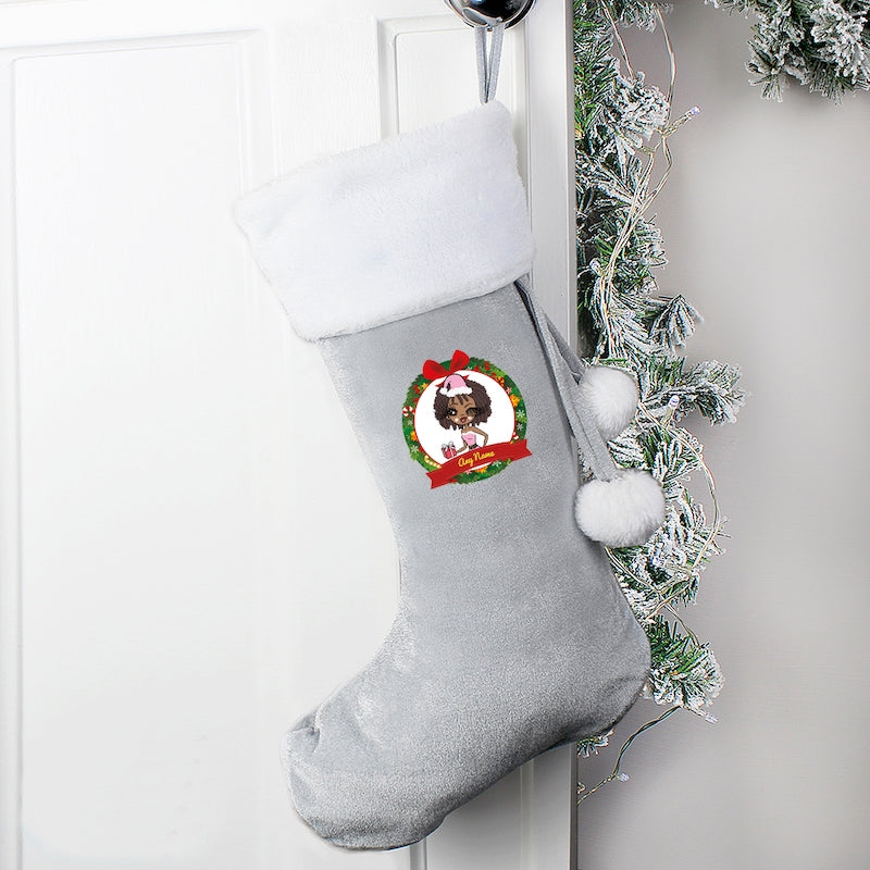 ClaireaBella Personalised Festive Wreath Christmas Stocking - Image 2