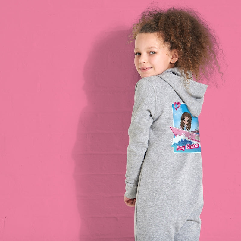 ClaireaBella Girls Personalised Pink Pleasure Cruise Onesie - Image 1