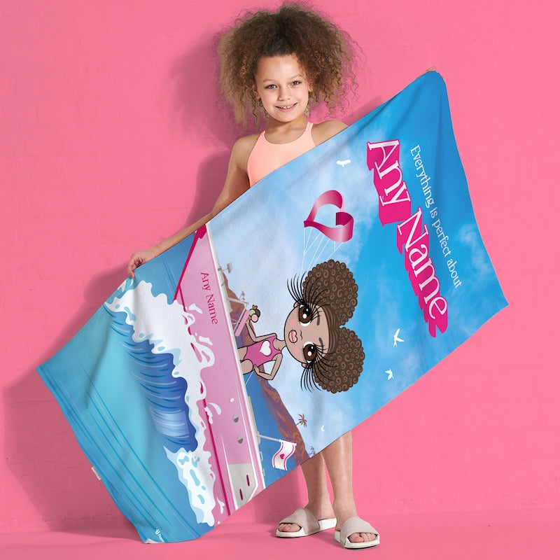 ClaireaBella Girls Personalised Pink Pleasure Cruise Beach Towel - Image 5