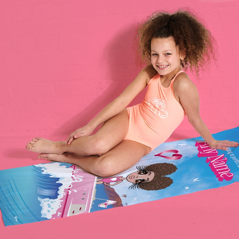 ClaireaBella Girls Personalised Pink Pleasure Cruise Beach Towel - Image 6