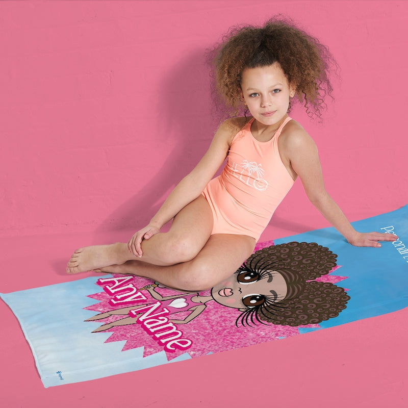 ClaireaBella Girls Personalised Pink Star Burst Beach Towel - Image 6