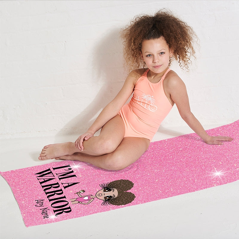 ClaireaBella Girls Personalised I'm A Warrior Beach Towel - Image 3