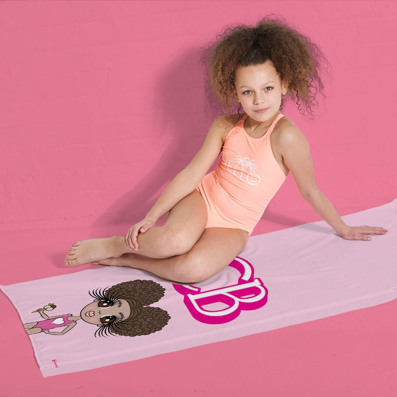 ClaireaBella Girls Personalised Pink Initials Beach Towel - Image 6