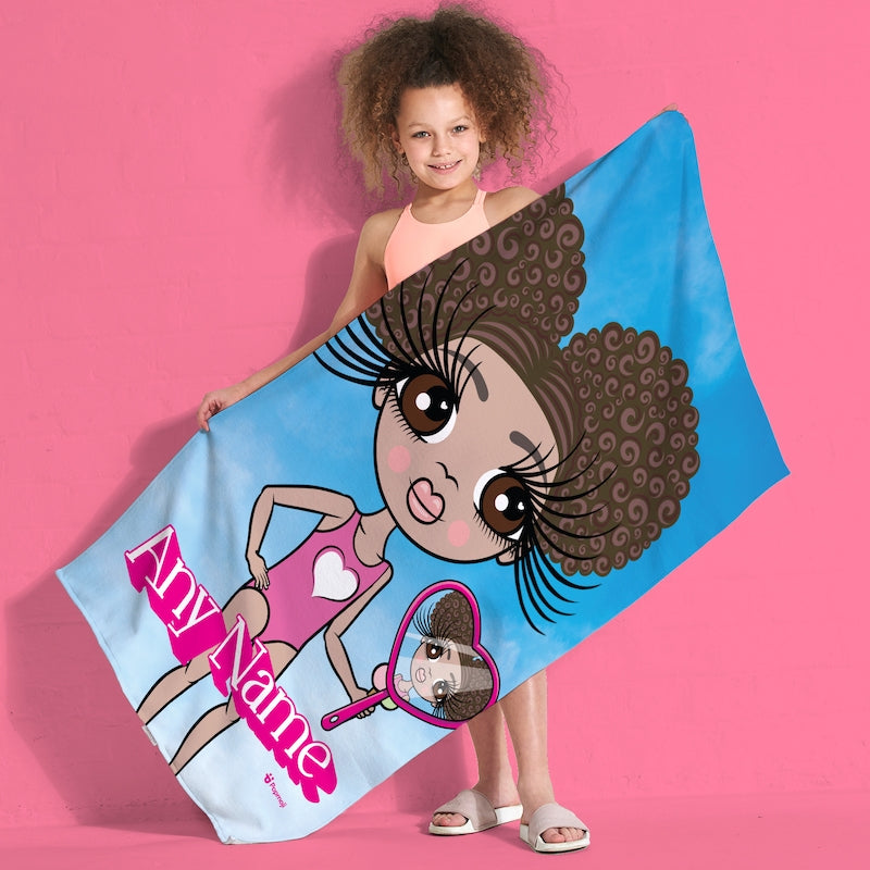 ClaireaBella Girls Personalised Pink Poser Beach Towel - Image 2