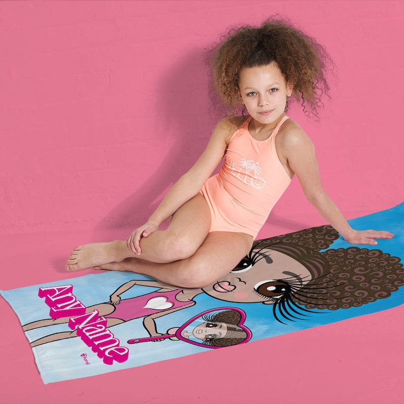 ClaireaBella Girls Personalised Pink Poser Beach Towel - Image 3