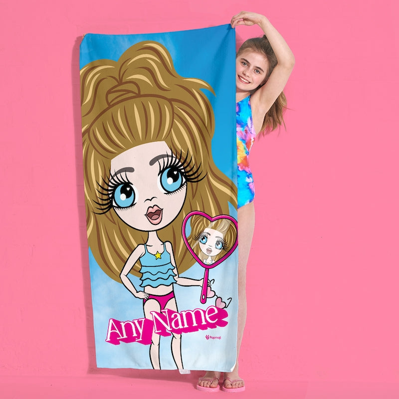 ClaireaBella Girls Personalised Pink Poser Beach Towel - Image 5