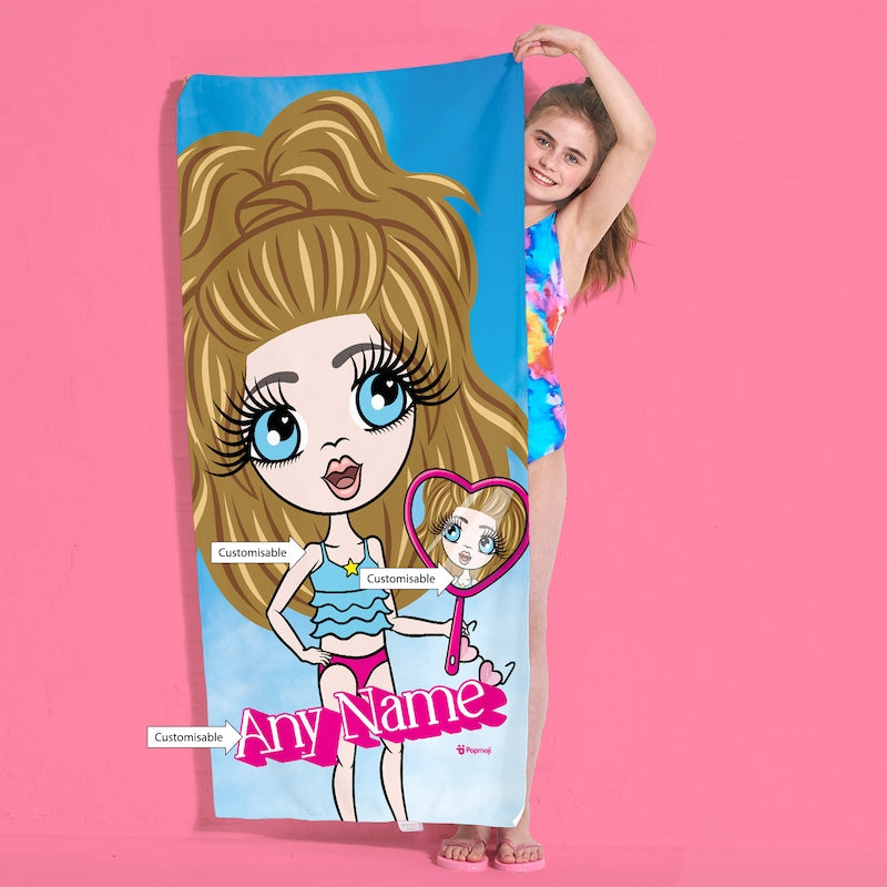 ClaireaBella Girls Personalised Pink Poser Beach Towel - Image 4