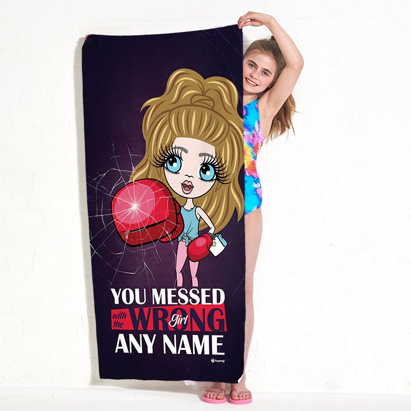 ClaireaBella Girls Personalised Wrong Girl Beach Towel - Image 1