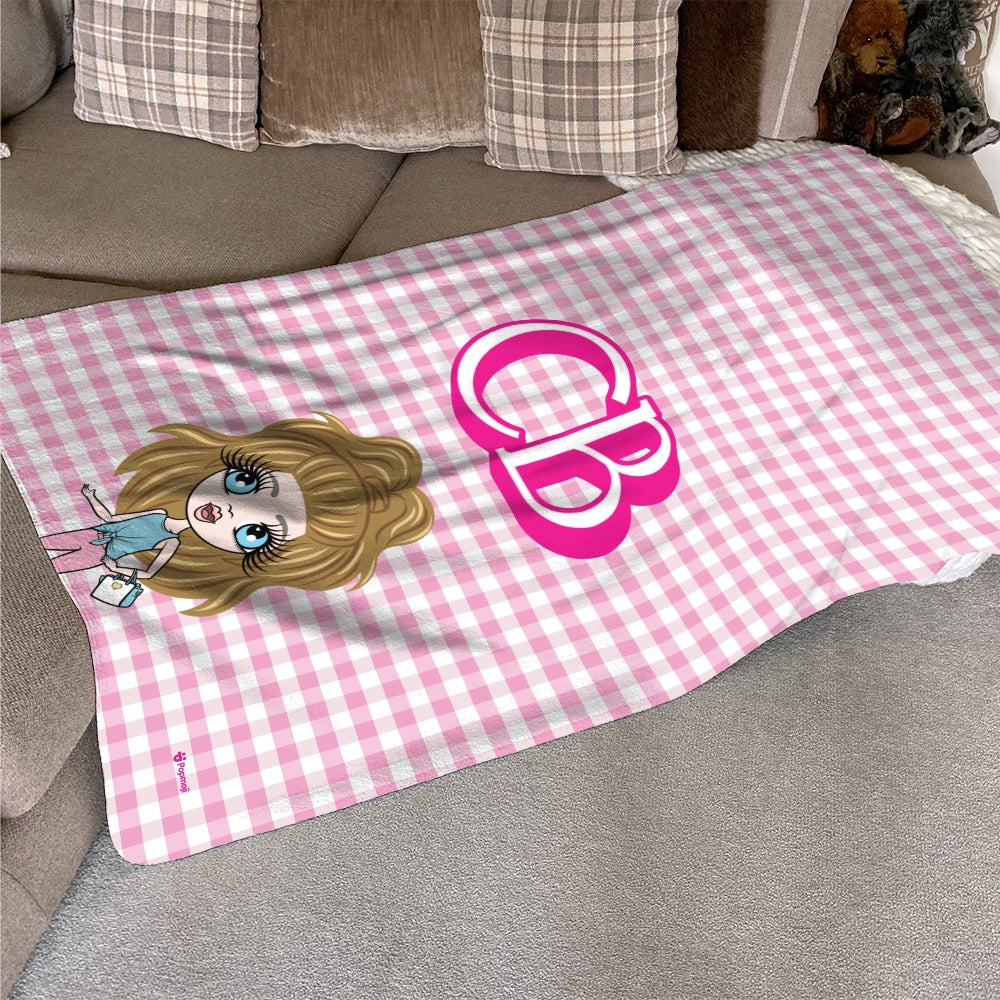 ClaireaBella Girls Personalised Pink Tartan Fleece Blanket - Image 6