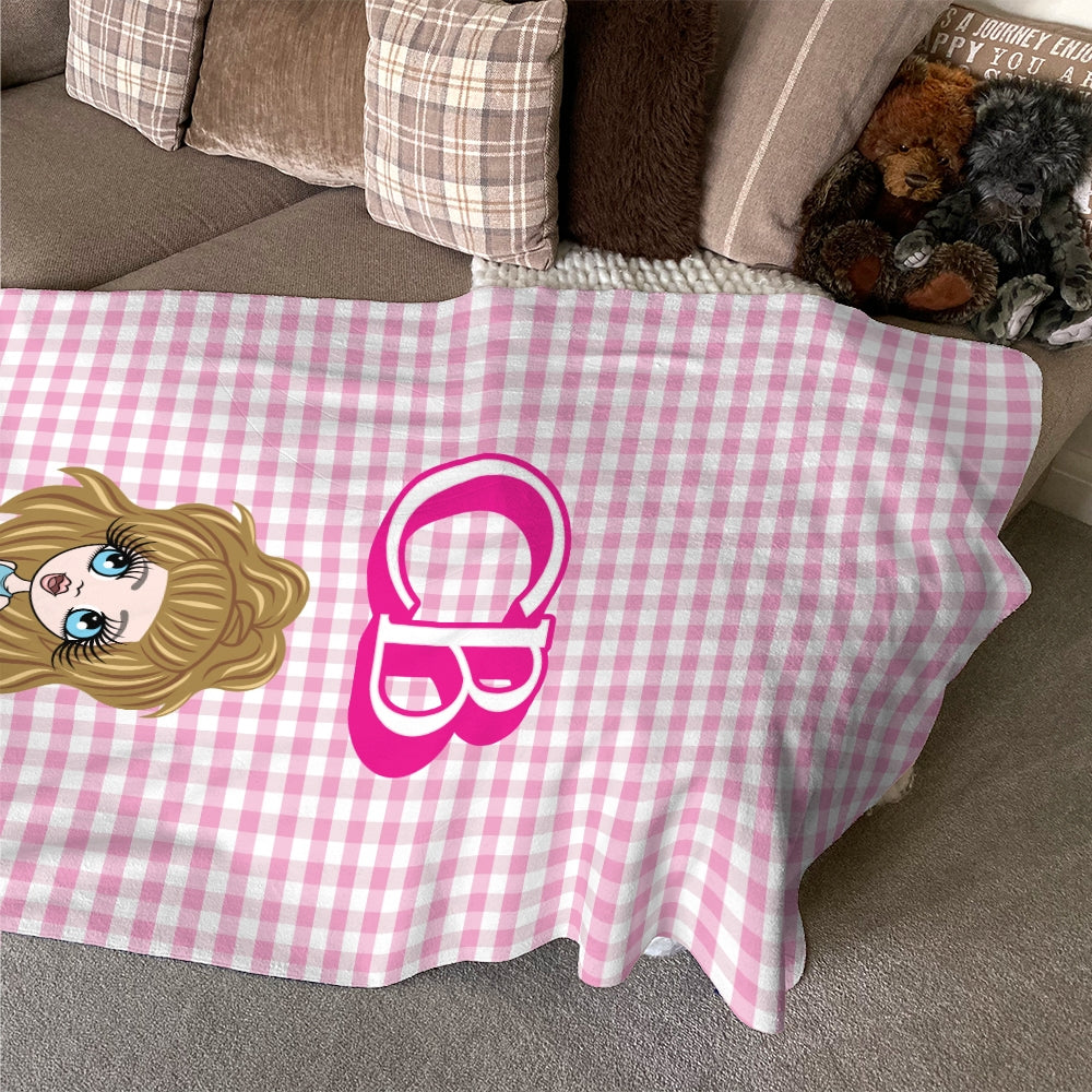 ClaireaBella Girls Personalised Pink Tartan Fleece Blanket - Image 2
