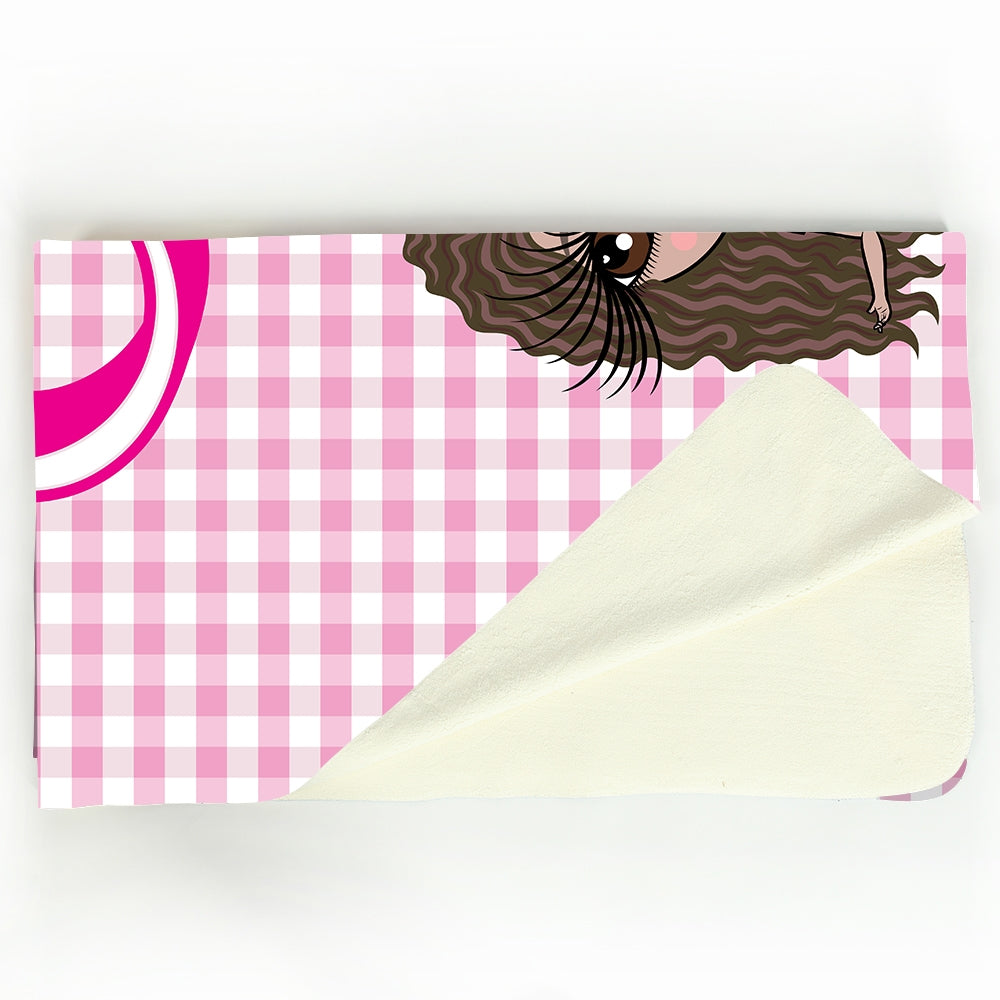 ClaireaBella Girls Personalised Pink Tartan Fleece Blanket - Image 4
