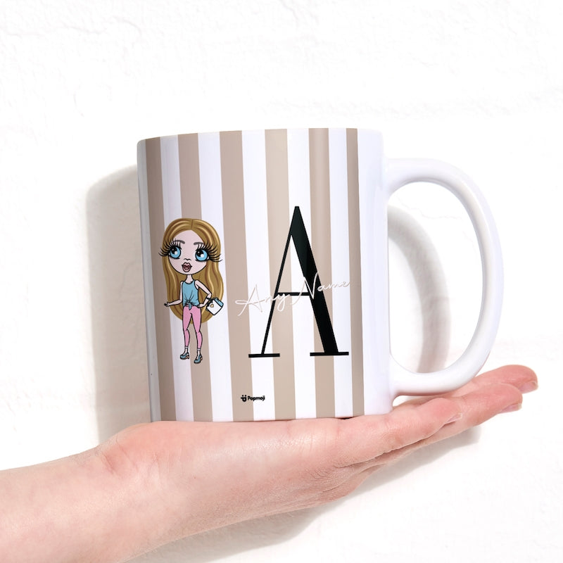 ClaireaBella Girls The LUX Collection Initial Stripe Mug - Image 1