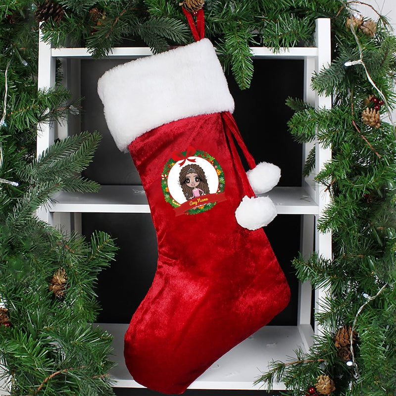 ClaireaBella Girls Personalised Festive Wreath Christmas Stocking - Image 7