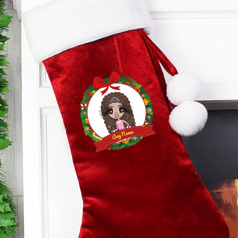 ClaireaBella Girls Personalised Festive Wreath Christmas Stocking - Image 5
