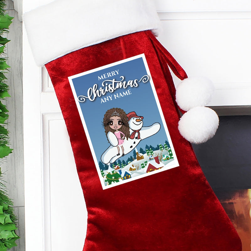 ClaireaBella Girls Personalised Flying Snowman Christmas Stocking - Image 2