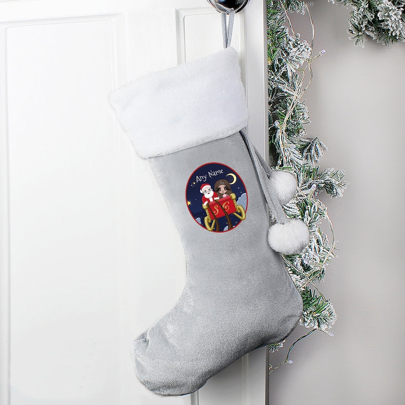 ClaireaBella Girls Personalised Santa's Sleigh Christmas Stocking - Image 4