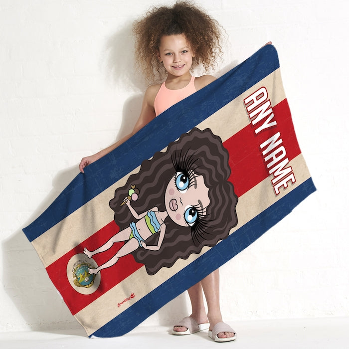 ClaireaBella Girls Love Costa Rica Flag Beach Towel - Image 1