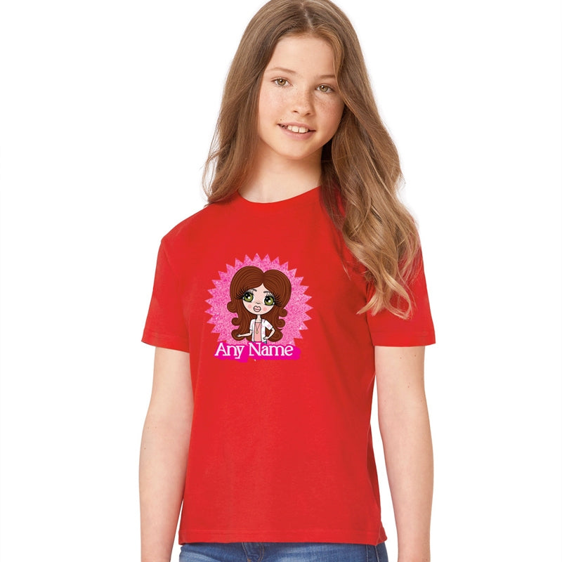 ClaireaBella Girls Pink Star Burst Personalised T-Shirt - Image 3