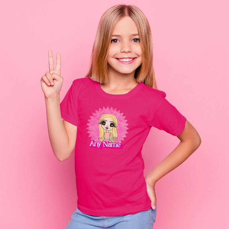 ClaireaBella Girls Pink Star Burst Personalised T-Shirt - Image 4