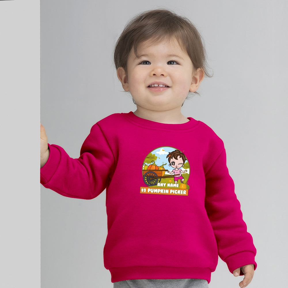 Early Years Girls Personalised #1 Pumpkin Picker Sweatshirt - Image 1