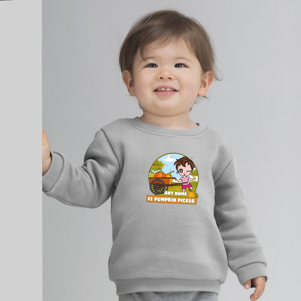 Early Years Girls Personalised #1 Pumpkin Picker Sweatshirt - Image 2