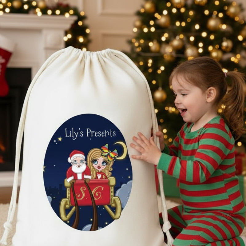 ClaireaBella Girls Personalised Santas Sleigh Christmas Sack