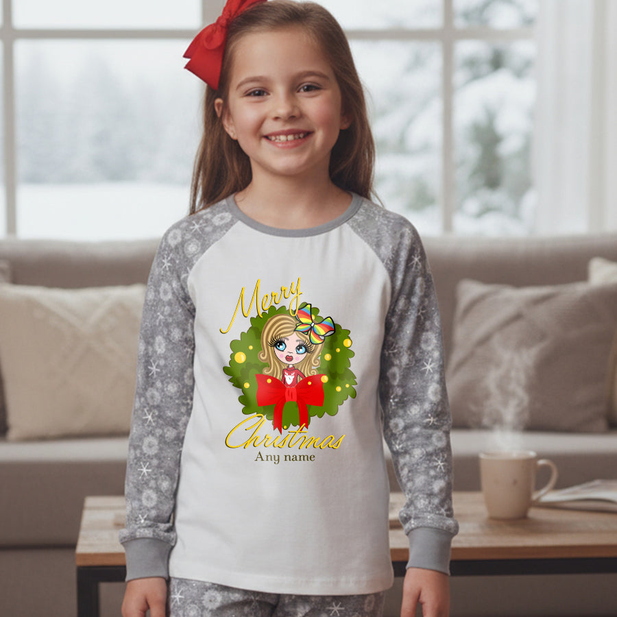 ClaireaBella Girls Personalised Merry Christmas Pyjamas