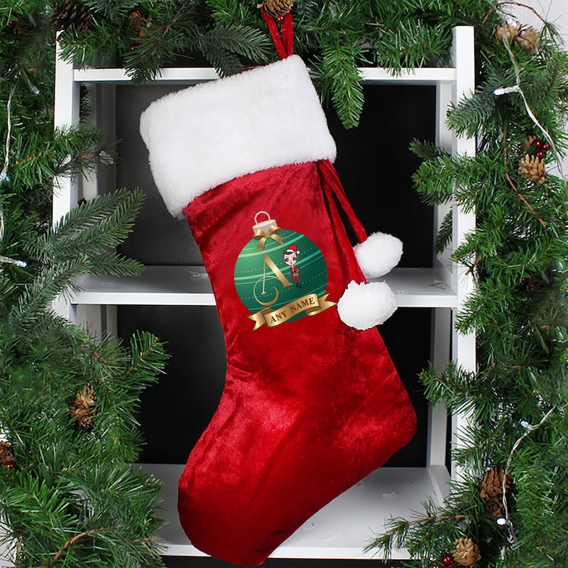 Jnr Boys Personalised Large Initial Christmas Stocking - Image 1