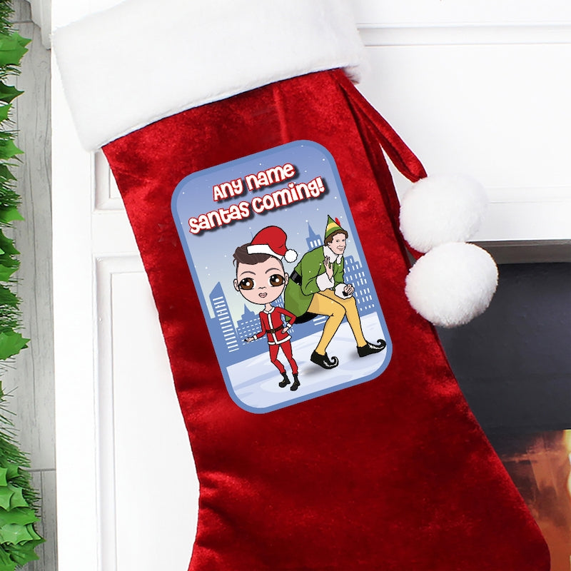 Jnr Boys Personalised Santa's Coming Christmas Stocking - Image 2