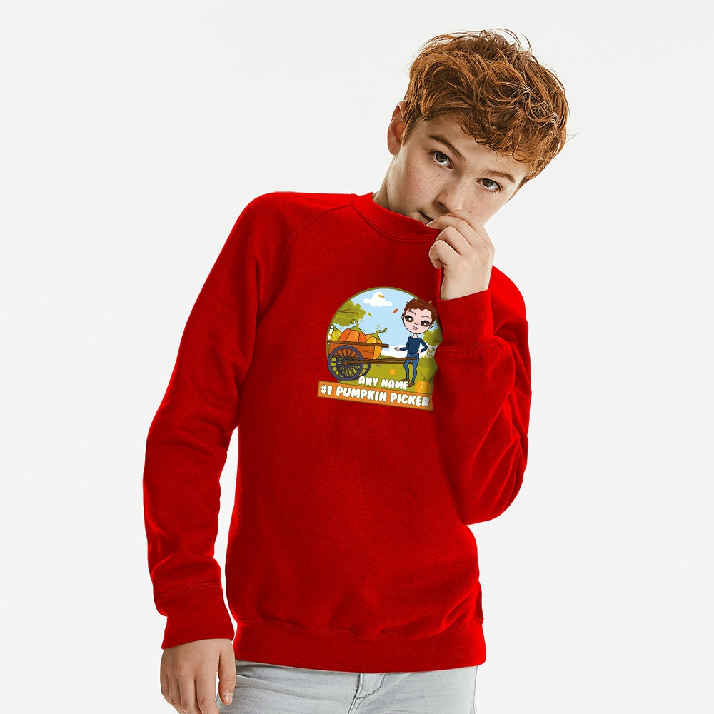 Jnr Boys Personalised #1 Pumpkin Picker Sweatshirt - Image 4