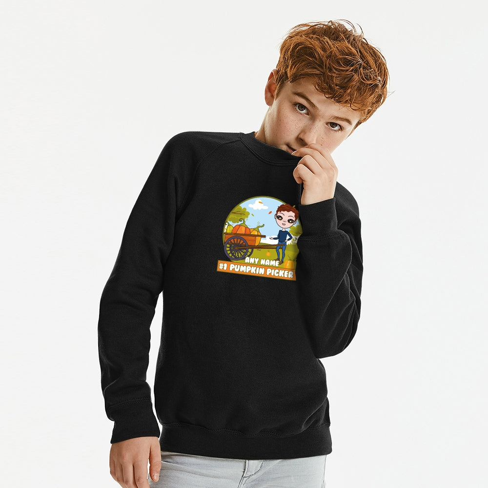 Jnr Boys Personalised #1 Pumpkin Picker Sweatshirt - Image 1