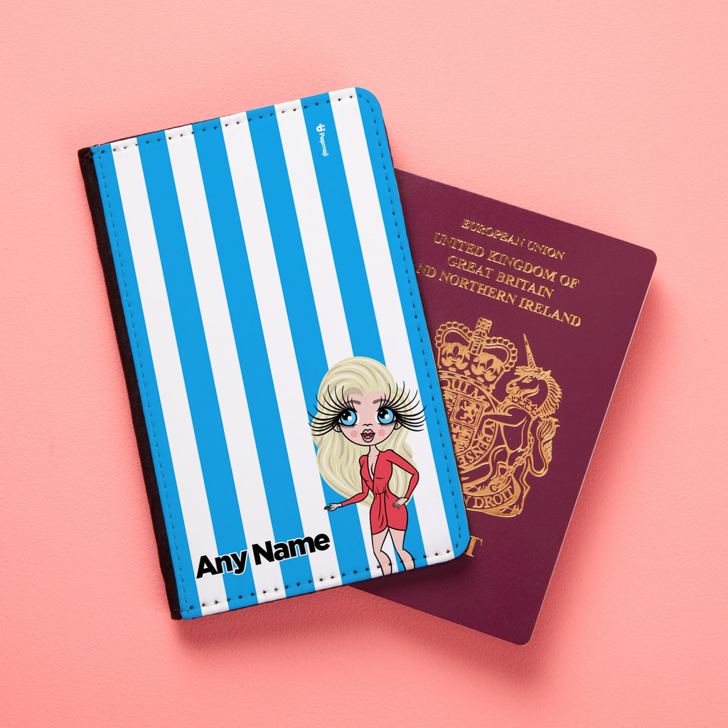 ClaireaBella Personalised Blue Stripe Passport Cover