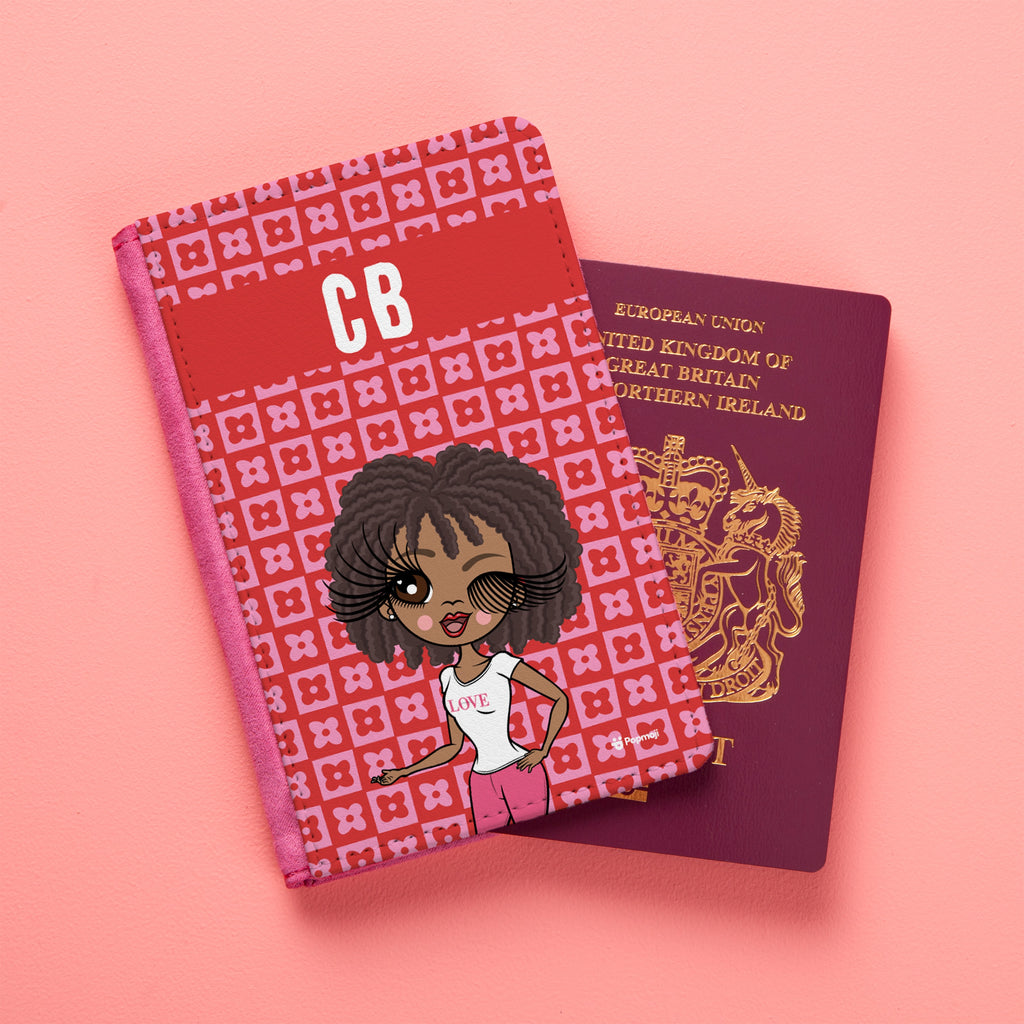 ClaireaBella Personalised Checkered Flower Passport Cover