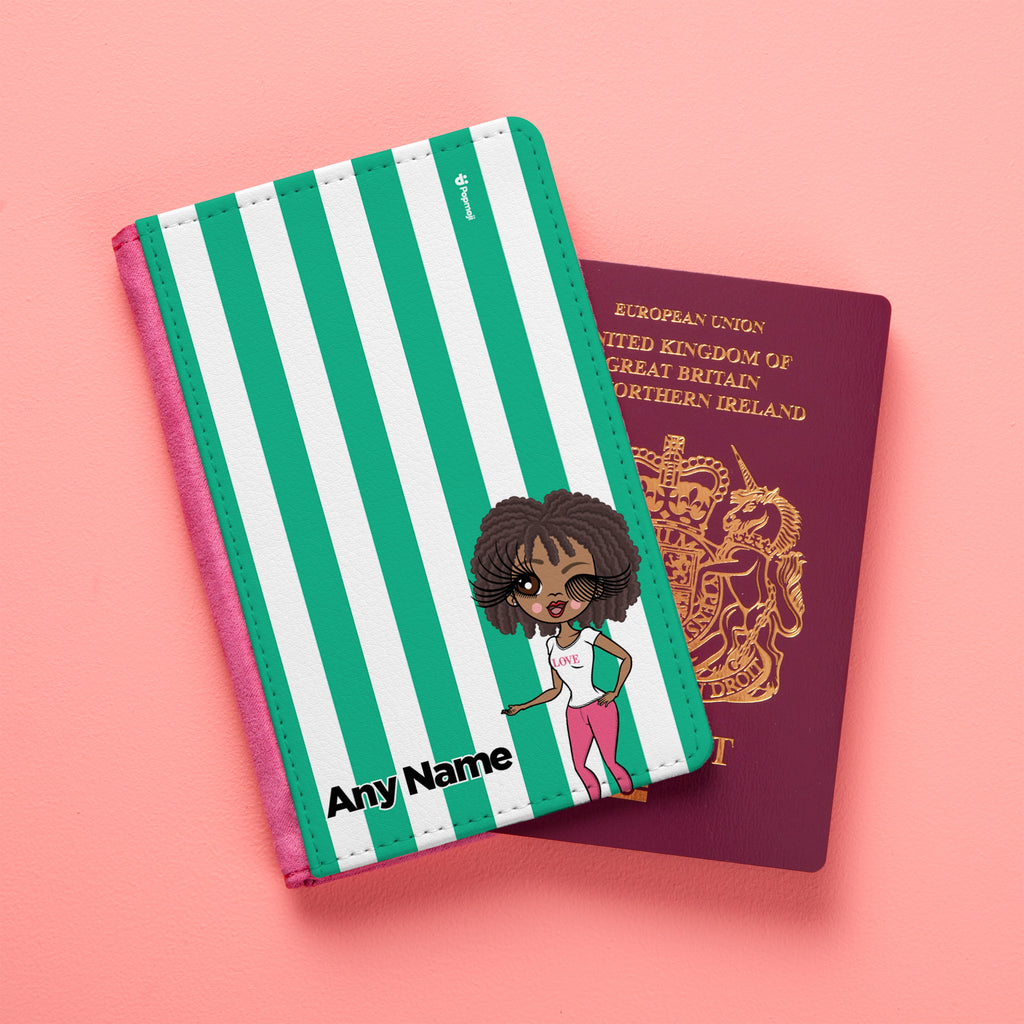 ClaireaBella Personalised Green Stripe Passport Cover