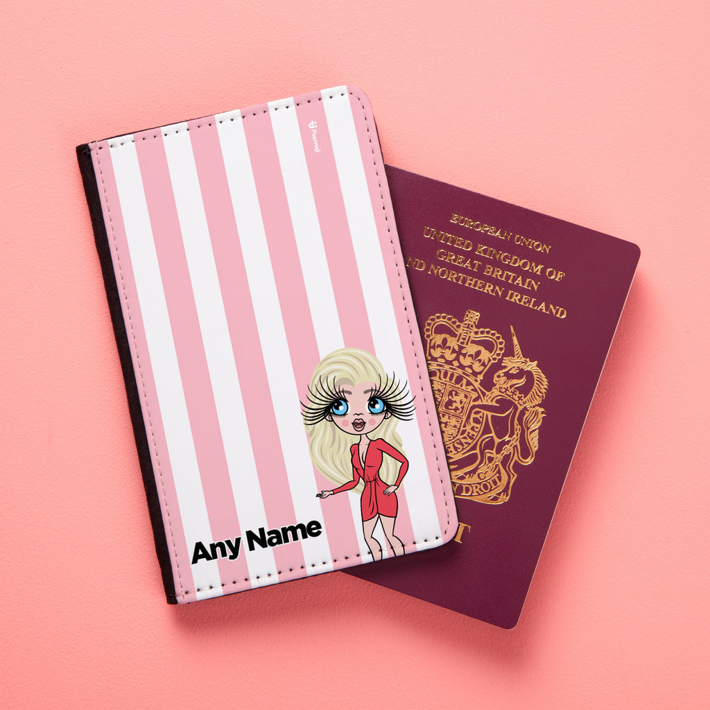 ClaireaBella Personalised Light Pink Stripe Passport Cover