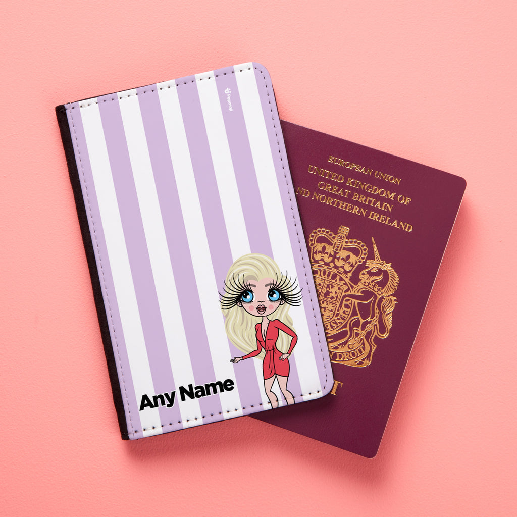 ClaireaBella Personalised Lilac Stripe Passport Cover