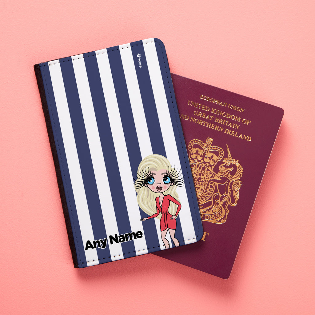 ClaireaBella Personalised Navy Stripe Passport Cover