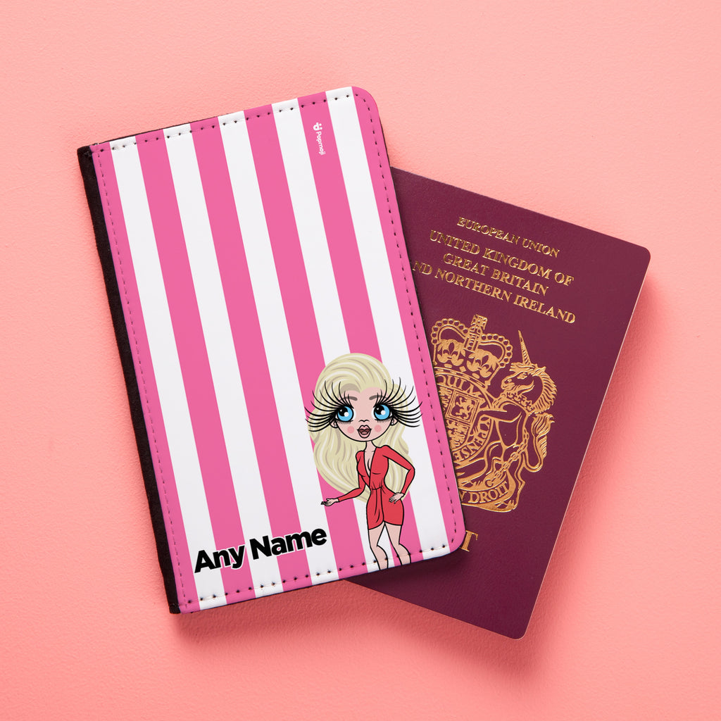 ClaireaBella Personalised Pink Stripe Passport Cover