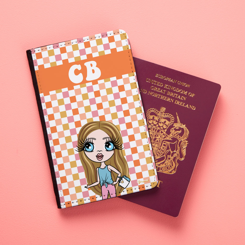 ClaireaBella Girls Personalised Checkered Passport Cover
