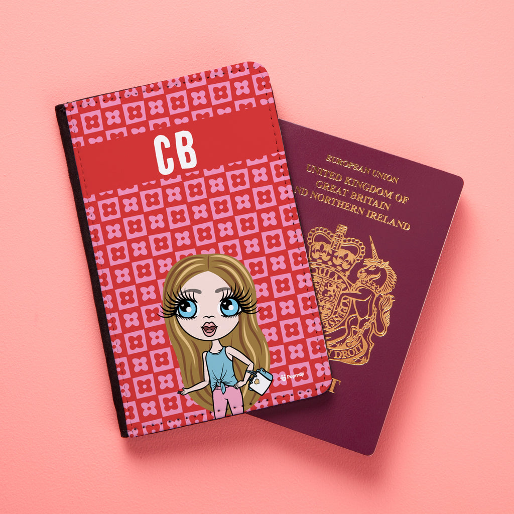 ClaireaBella Girls Personalised Checkered Flower Passport Cover